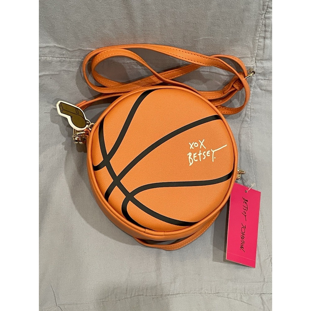 NEW Betsey Johnson - XOX Betsey - Orange Basketball Purse Crossbody Baller Bag